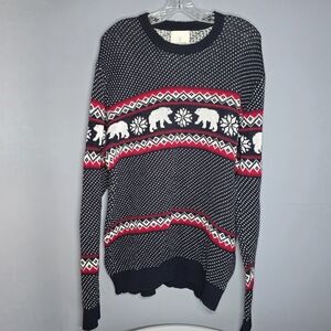 Aspen Christmas/Holidays Polar Bears Knit Sweater-Mens XL-Navy Blue/White/Red